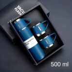 Stainless Steel Vacuum Flask Set With Two Cups 500ml