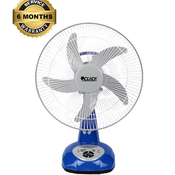 CLICK Rechargeable Table Fan-14'' Blue With USB Charging System