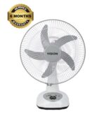 VISION Rechargeable Table Fan 14'' White With USB Charger - Image 2